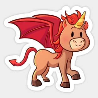 Cute Halloween Unicorn in Devil Costume Sticker